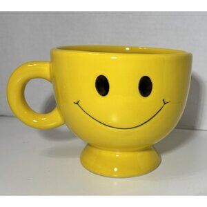 Smiley Happy Face Yellow Coffee Cup Mug Ceramic Planter Vase